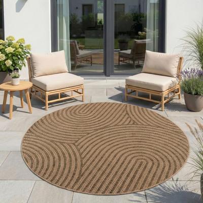 Outdoorteppich AYYILDIZ TEPPICHE "TIMBER 1401", beige, H:5mm Ø:120cm, Polypropylen, Teppiche, Outdoorteppich, In und Outdoor, Jute Sisal Optik, Wohnzimmer, Aussenbereich