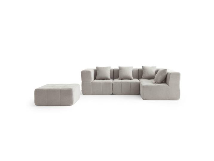 MILYsofa Ecksofa Bouclé-Stoff Steinbeige, Greige, Füllung: Viskoelastischer Kern,Komfortschaum,Viskoelastischer Kern, einzeln stellbar, 260x190 cm, Wohnzimmer, Sofas & Couches, Wohnlandschaften, Ecksofas
