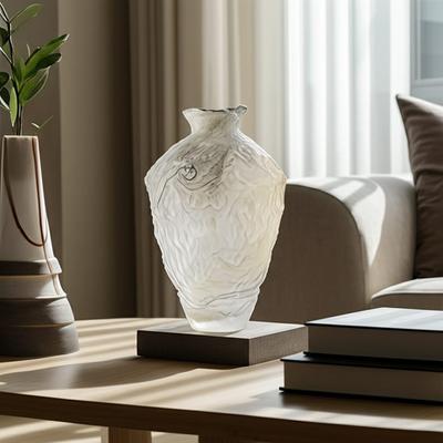 Sagebrook Home Glass Decorative Vase Contemporary Swirl Flower Pattern Centerpiece