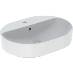 Geberit VariForm Aufsatz-WT, elliptisch mit Hahnlochbank, 60x45cm, m. Ül., weiß
