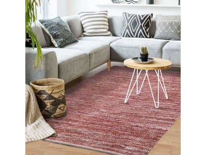 Tapis en cuir tressé rose poudré 160x230