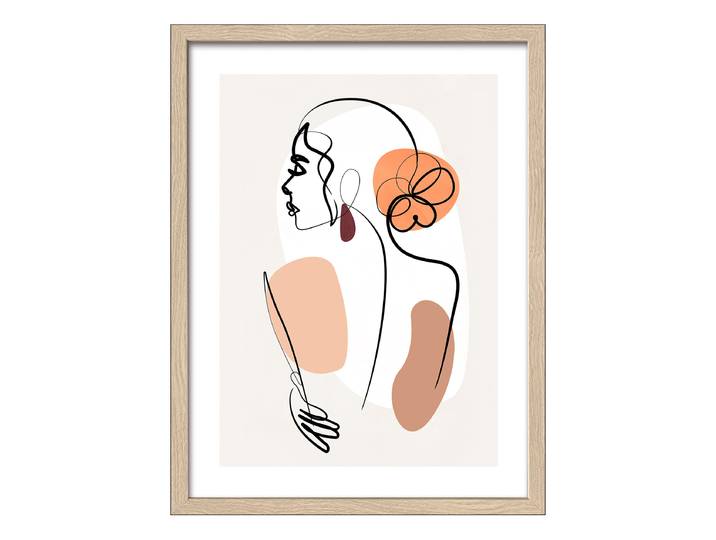 Holzbild Line Art Back View Floatglas, MDF Grau/Beige 33 x 43 x 1cm
