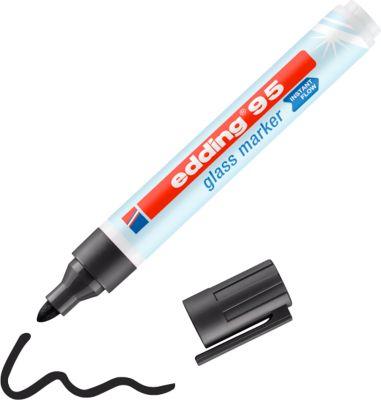 Glasmarker edding 95, für Glasoberflächen & Whiteboards, Strichbreite 1,5-3 mm, runde Spitze, schwarz