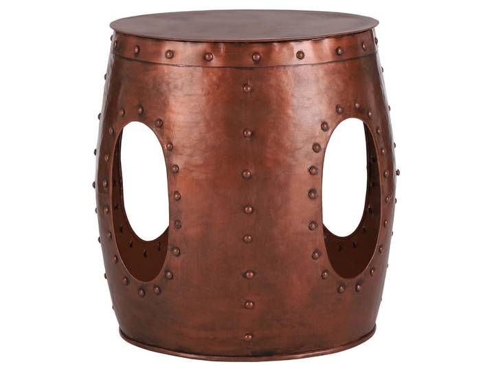 Womo-Design Beistelltisch rund Ø38x45 cm Kupferfarbe Unikat aus Metall, Braun, 38x45x45 cm, Wohnzimmer, Wohnzimmertische, Beistelltische