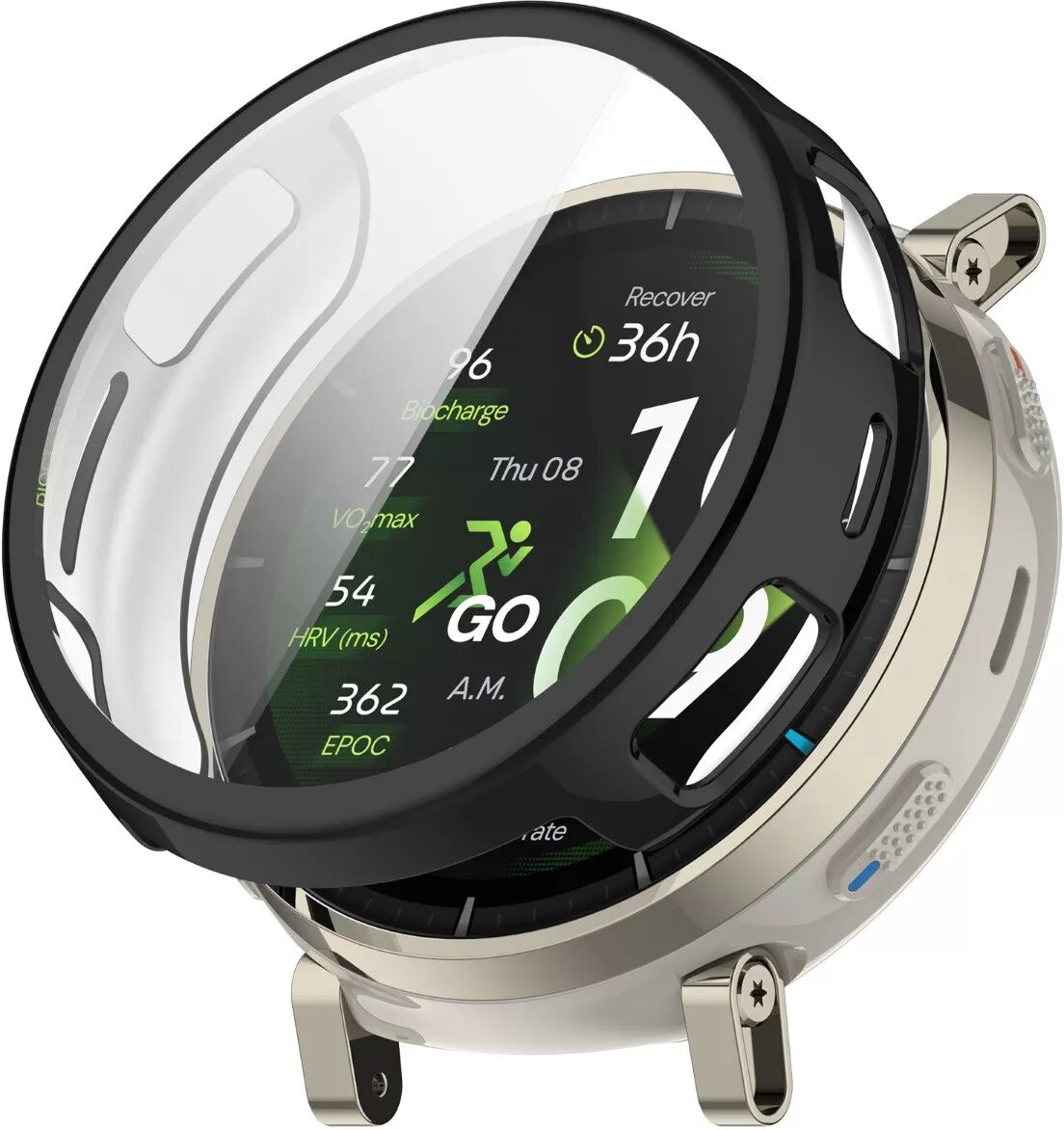 INF TPU Full-Cover Schutzhülle, kompatibel mit Amazfit Active3 Premium – Kanten-Schutz, Kratzschutz, einfache Montage Schwarz