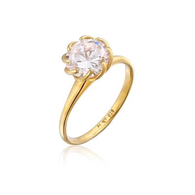 Silberring ELLI "Ring Zirkonia Verlobung Solitär Blüte 925 Silber" Gr. 54, gold, Fingerringe, Damen, 54, Silber 925 (Sterlingsilber), Silberring