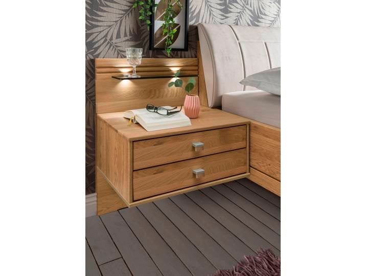 Nachtkonsole WIEMANN Kiruna , braun (eiche teilmassiv), B:60cm H:48cm T:43cm, Holz teilmassiv, Sideboards, Nachtkonsole, schwebende Optik