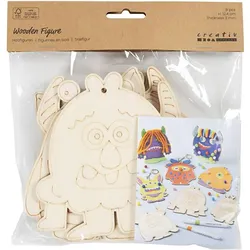 Creativ Company Wooden Figures, Monsters, H: 12,4 cm, thickness 3 mm, 8 pc/ 1 pack
