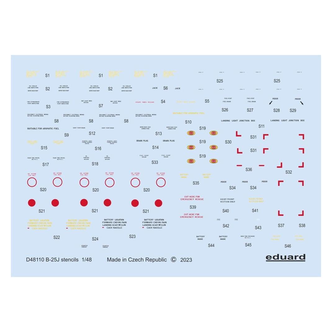 Eduard B-25J stencils 1/48 HKM (D48110)