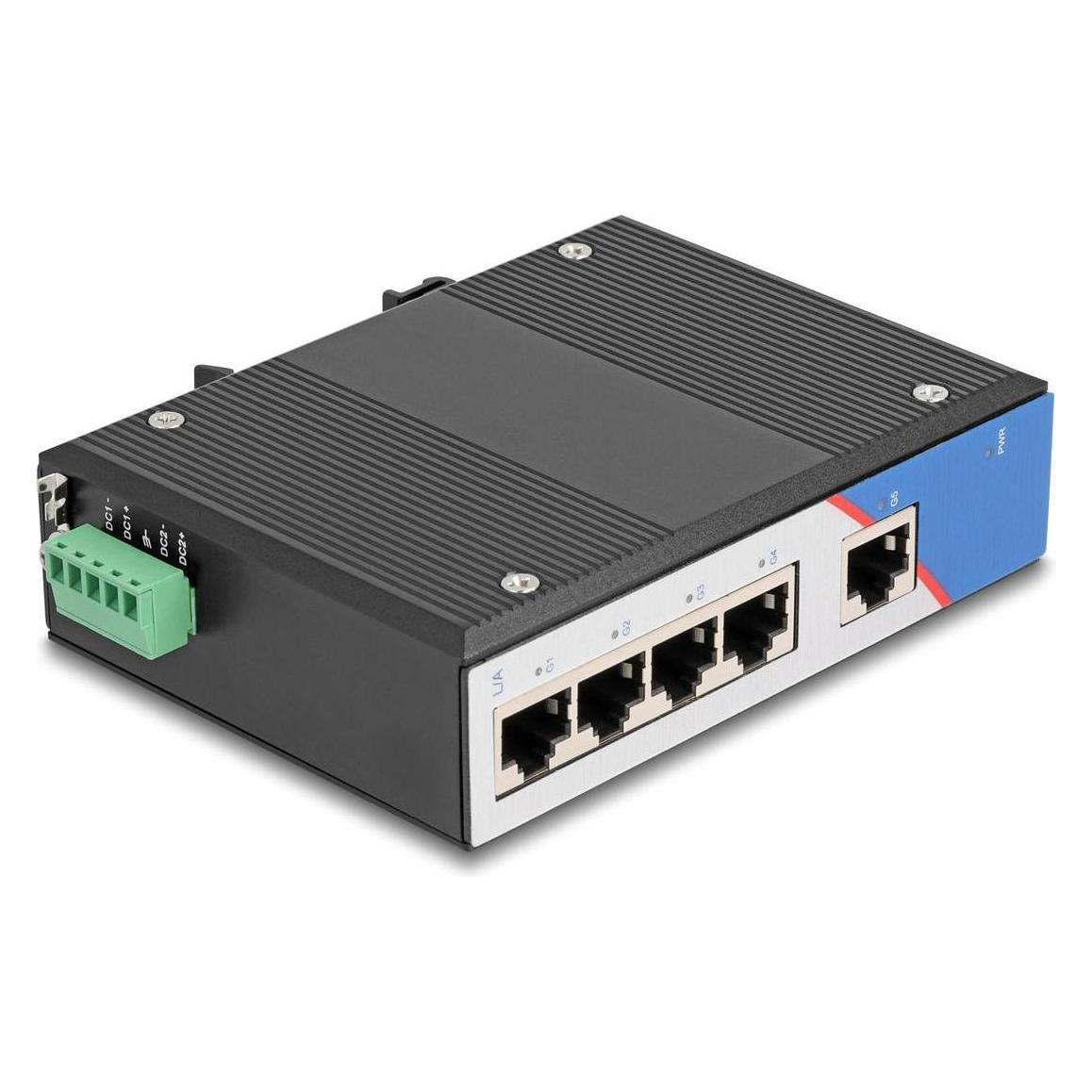 Delock Industrie Gigabit Ethernet Switch 5 Port RJ45 für Hut (5 Ports) (80162)