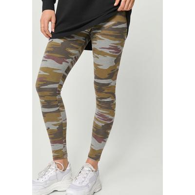 Plus Size Women's Cotton Spandex Elastic Waist Full Length Leggings by Ellos Studio in Camouflage (Size 1X)