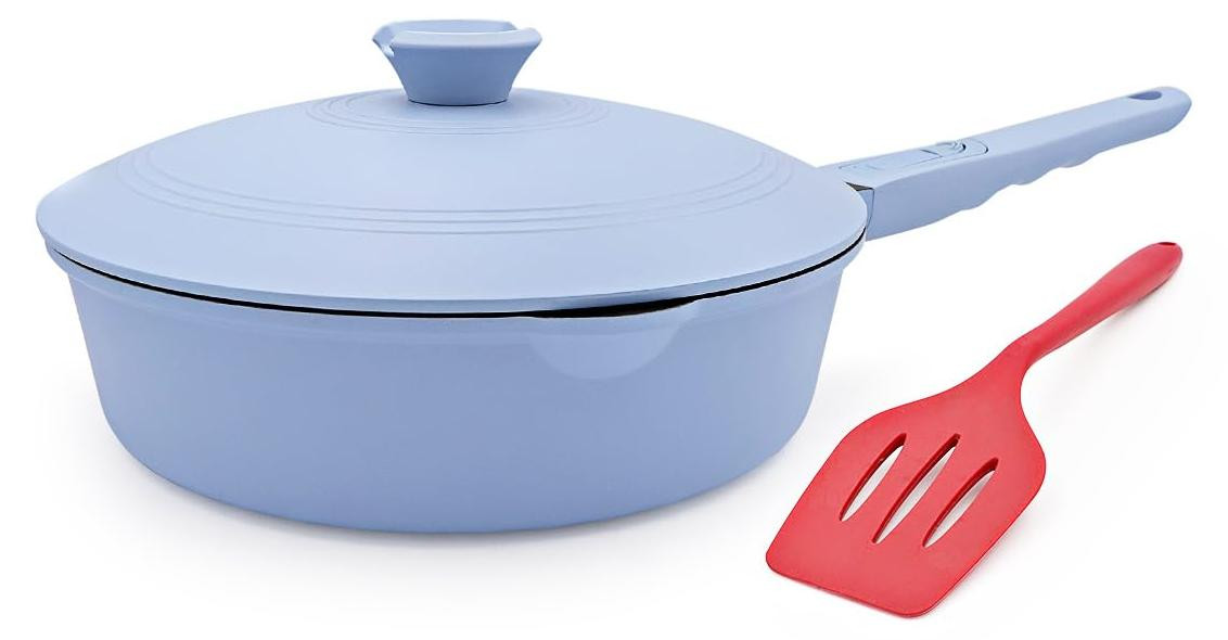 Dripio Koekenpan met antiaanbaklaag en deksel, blauw, Diameter: 24 cm