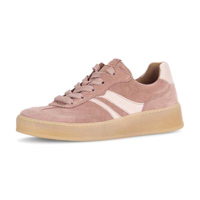 Plateausneaker GABOR "FLORENZ", Damen, Gr. 38, Textil, rosa (altrosa, rosé), Nappaleder, Veloursleder, kontrastfarbene Details, Schuhe Plateausneaker, Freizeitschuh, Halbschuh, Schnürer, im Retrolook, Weite G (=weit)