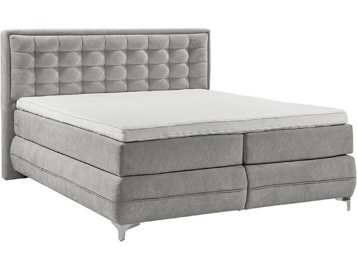 Musterring Boxspringbett Dubai, Winkelfuß in Chrom, 3 Härtegrade, Kopfteil in Kassettensteppung