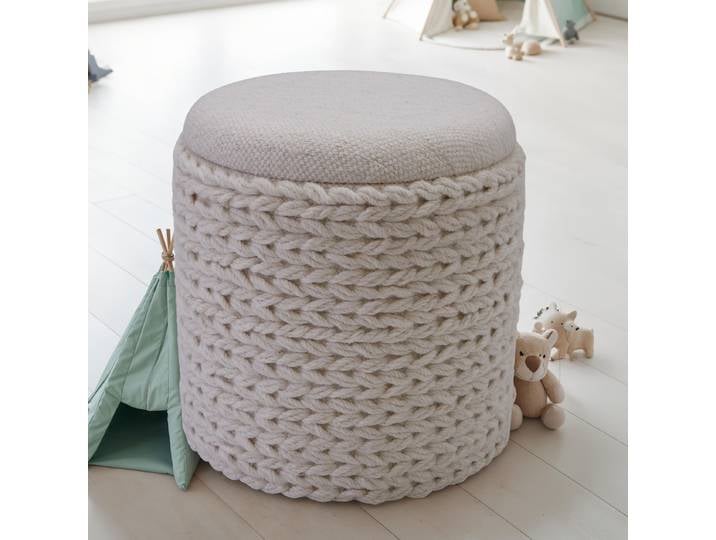 Repose-pieds 40 x 45 x 40cm Blanc/Beige