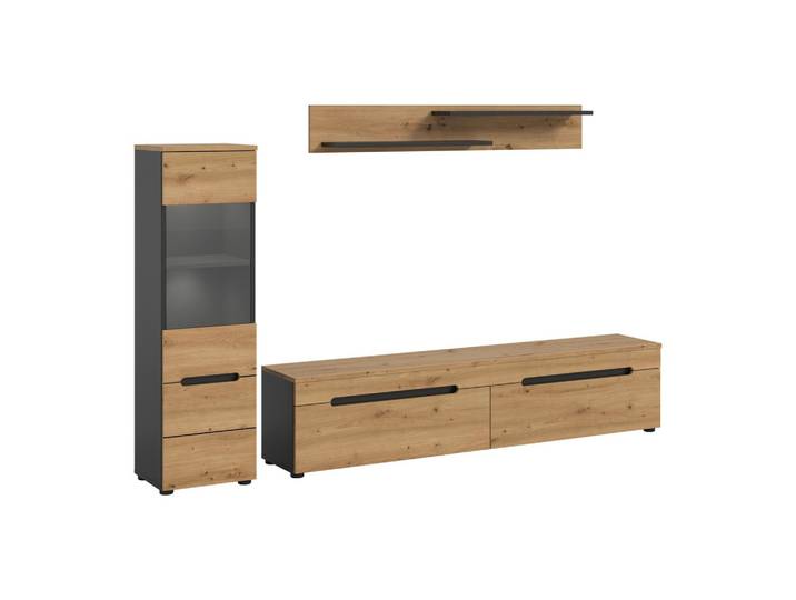 Wohnwand Canu Eiche Artisan/Basalt grau