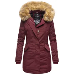 MARIKOO Damen edler Wintermantel Parka mit Kunstfellkapuze Karmaa