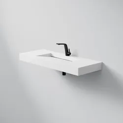 Steinberg Serie 444 Waschtisch Wandwaschtisch aus Mineo Stone, matt white, 444 7110 W 444 7110 W