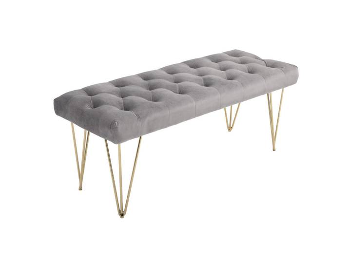 Jamb Sitzbank Teruel Norte Grau 116/44.5/49 cm, Metall, Textil, 116x49x44.5 cm, Esszimmer, Bank, Sitzbänke