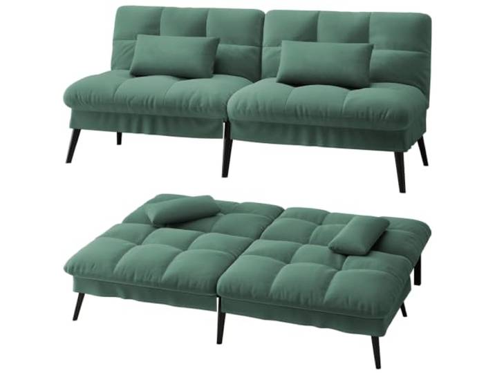 LUCKRACER Sofa 3 Sitzer Sofa Schlafsofa mit Schlaffunktion, überzug Futon Klappsofa, Bettcouch, ecksofa, Couch, 5 Verstellbare Winkel, Ideal für Wohnungen Wohnzimmer aus Stoff Grün
