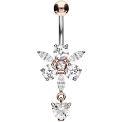Titan Bananabell mit 925er Silber-Design KRISTALLBLUME + HERZANHÄNGER