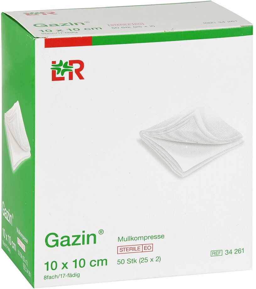 Gazin Mullkomp.10x10 cm steril 8fach