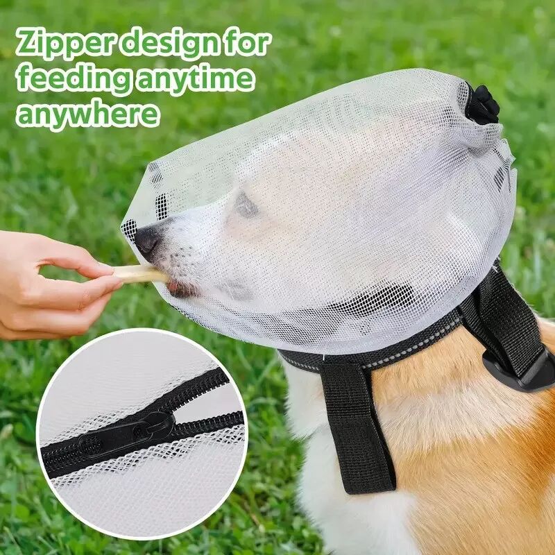INF Tragbare Hunde-Moskito-Gesichtsmaske – Atmungsaktiver Insektenschutz-Kopfschutz 30 cm