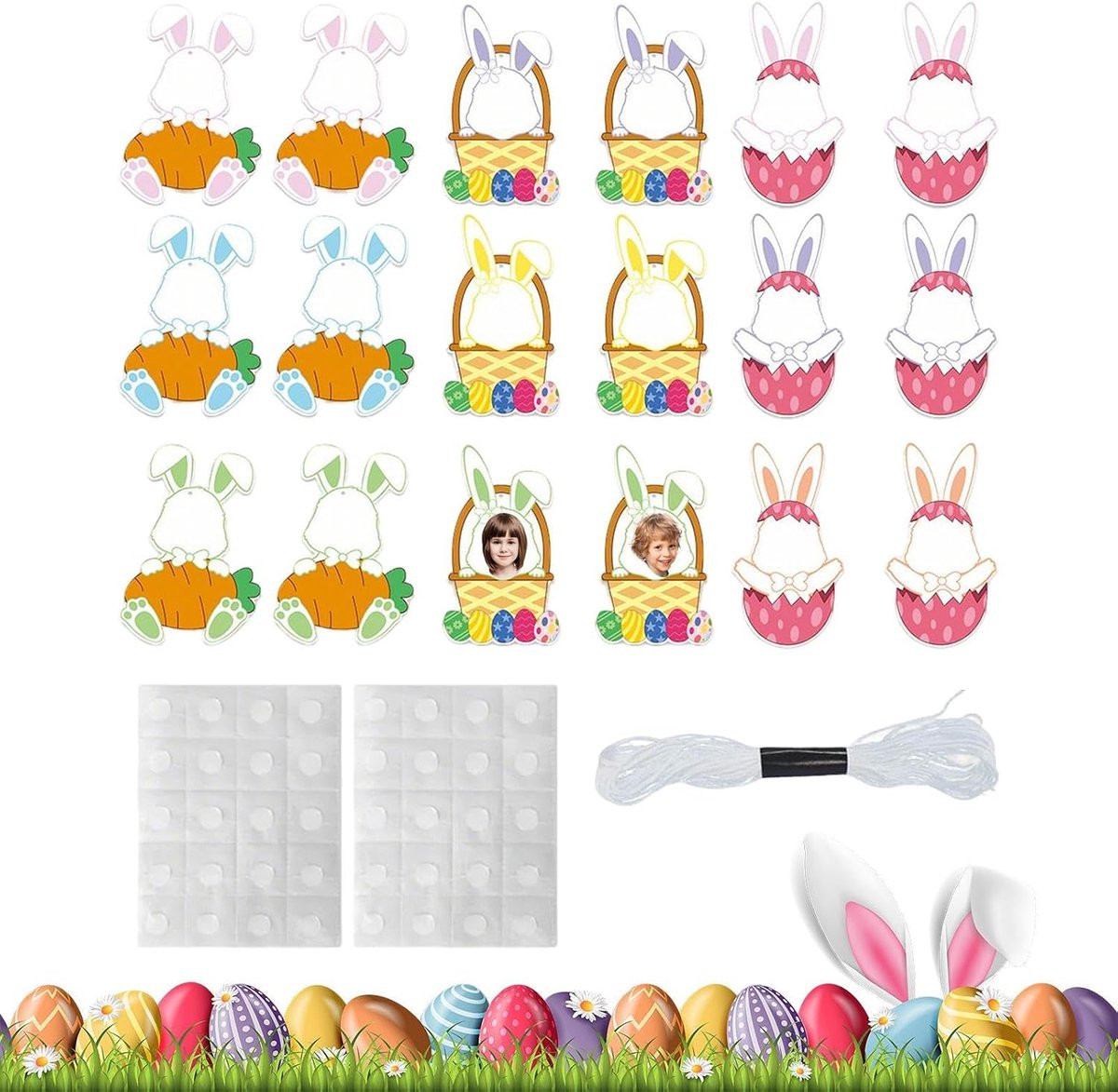 Paasfotolijst Knutselset voor kinderen - DIY Paasdecoratie met 18 delen