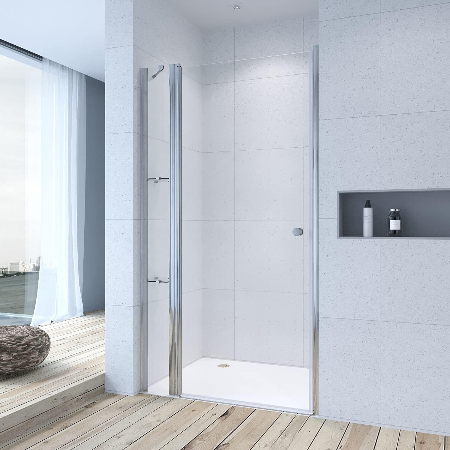 AQUALAVOS Duschtür 100x197 cm Easy Clean Chromoptik 6 mm Sicherheitsglas