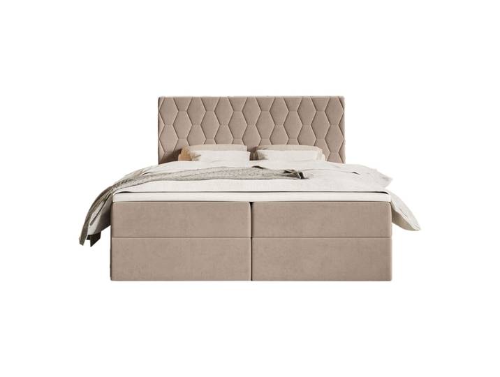 Lit boxspring en velours 140x200 cm, taupe
