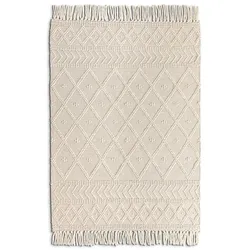 Webteppich Tassels 140 x 190 cm Wolle Beige