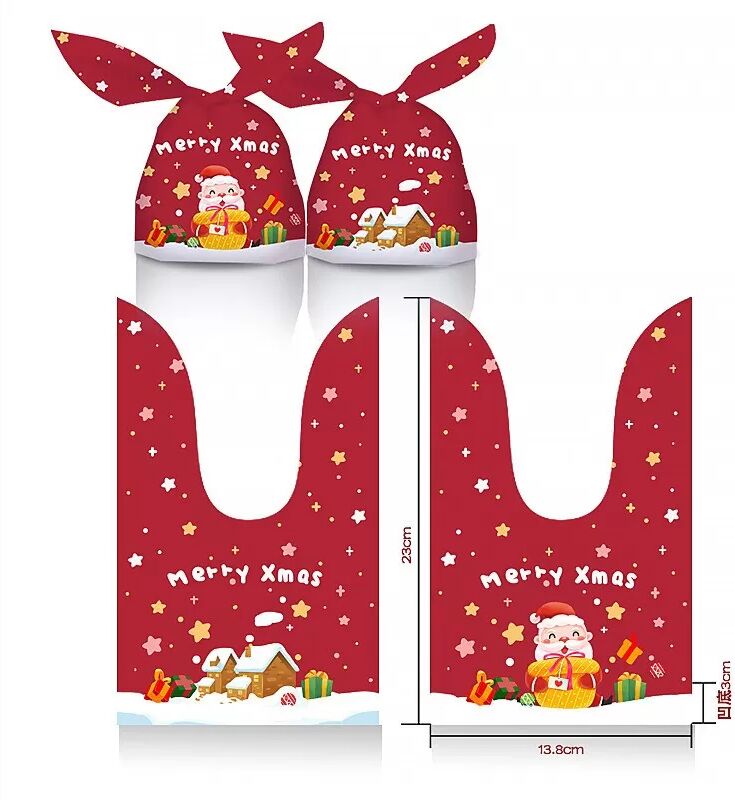 INF Weihnachts-Süßigkeitstüten Merry Gift 14x23 cm (50er-Pack) Geschenkbeutel mit Kordelzug
