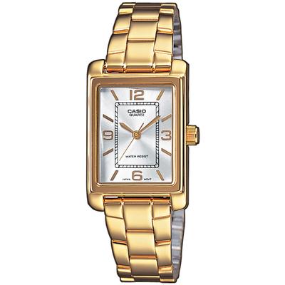 Quarzuhr, gold (goldfarben), CASIO TIMELESS COLLECTION, Armbanduhren, Damen, Quarzuhr, Armbanduhr, Damenuhr, analog, Edelstahlarmband