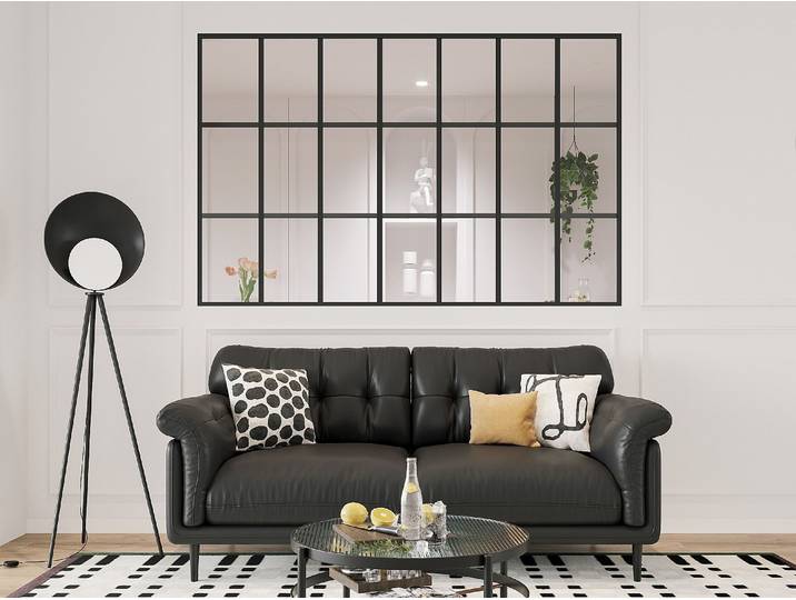 Innenfenster im Orangerie-Stil aus pulverbeschichtetem Aluminium Schwarz 210 x 130 cm (B x H) – ORANSA