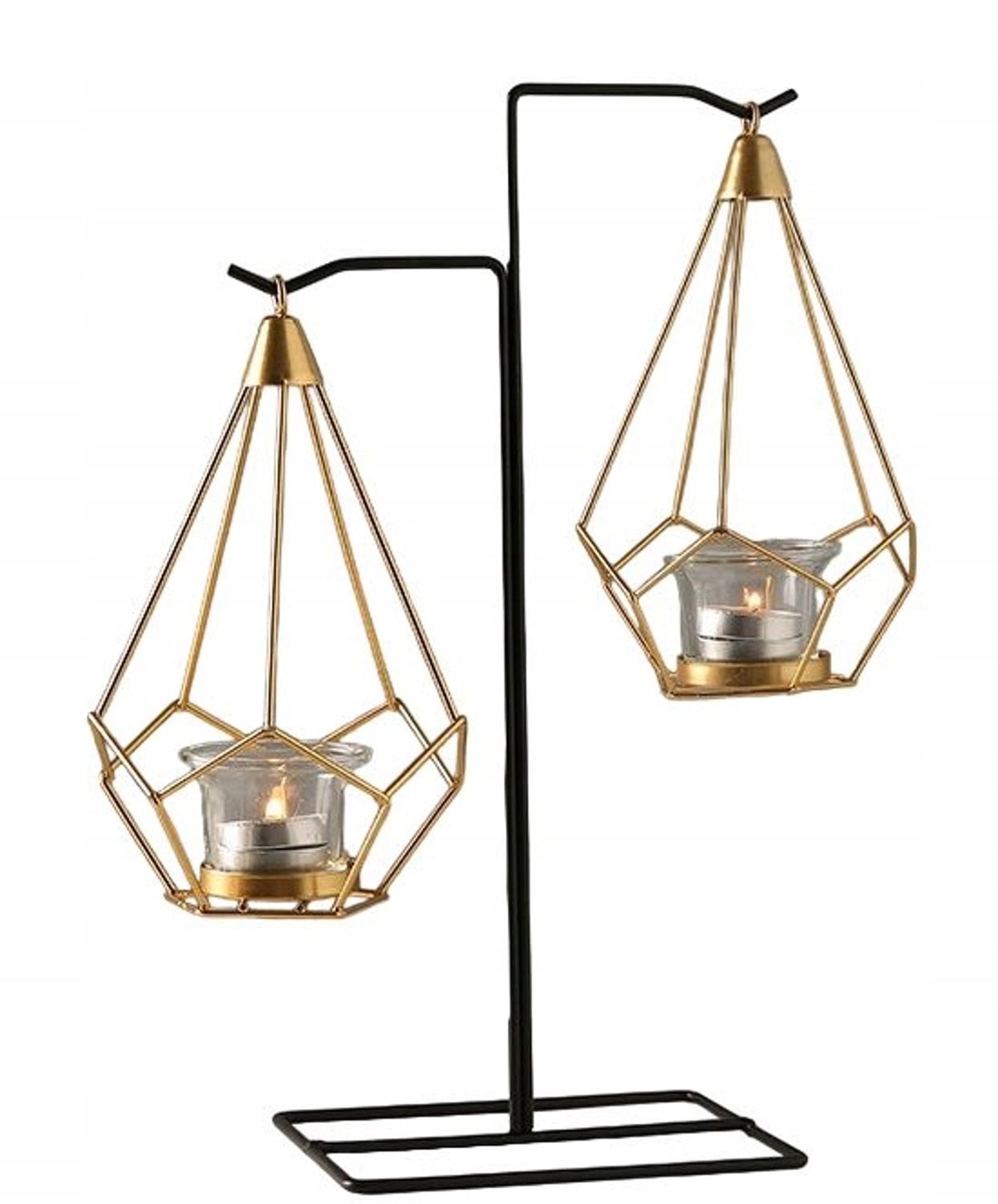 Gouden en zwarte metalen kandelaar voor theelichtjes - Stijlvolle decoratie