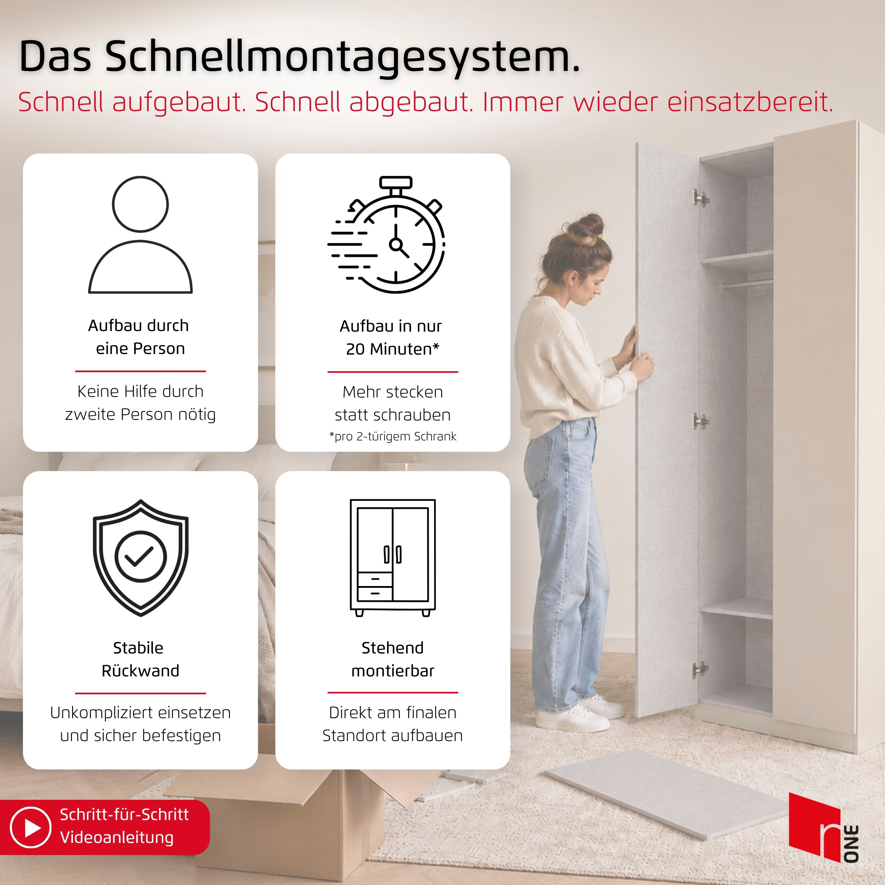 rauch "Schlafzimmer Garderobe Kinderzimmer WELTNEUHEIT TYNDA by rauch-ONE" PATENTIERTES SCHNELLMONTAGESYSTEM, Soft-Close-Funktion MADE IN GERMANY