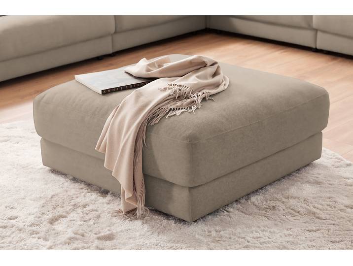 Polsterhocker 100 x 44 x 100cm Beige Samt Velika: Beige Polyurethanschaum