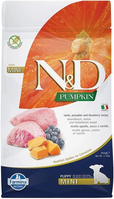 Farmina Ração Cão Mini Puppy Nd Abóbora Borrego E Mirtilos 800g