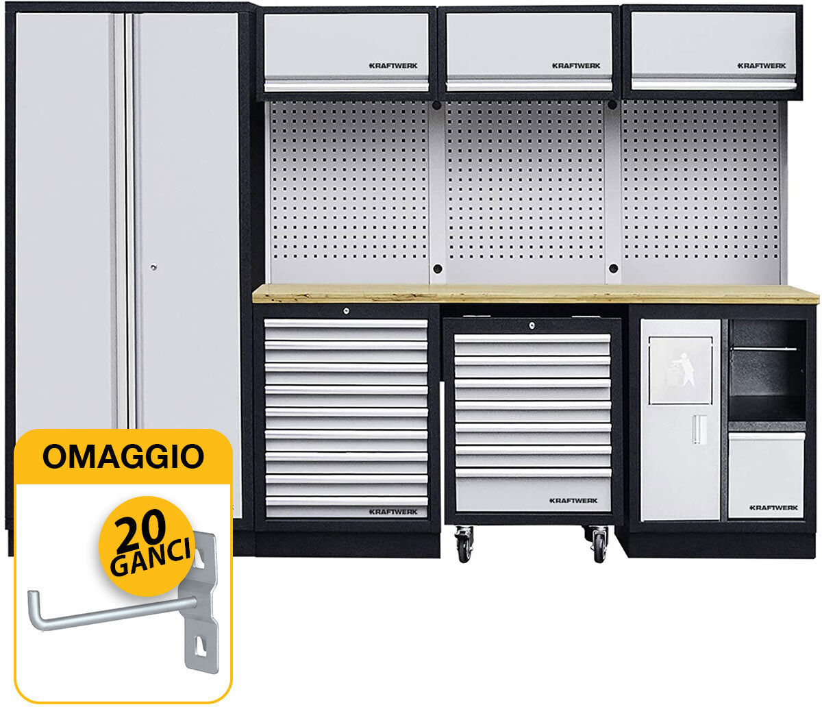 Kraftwerk 3964D Arredamento officina a 4 elementi con piano in legno