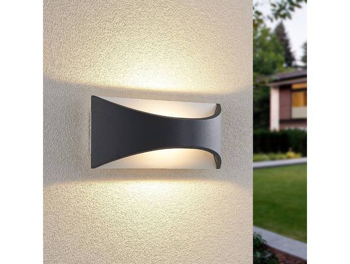 Mathea LED Applique Murale d'Extérieur L30 Dark Grey/White - Lindby - Terrasse - Moderne - Métal - Angulaire