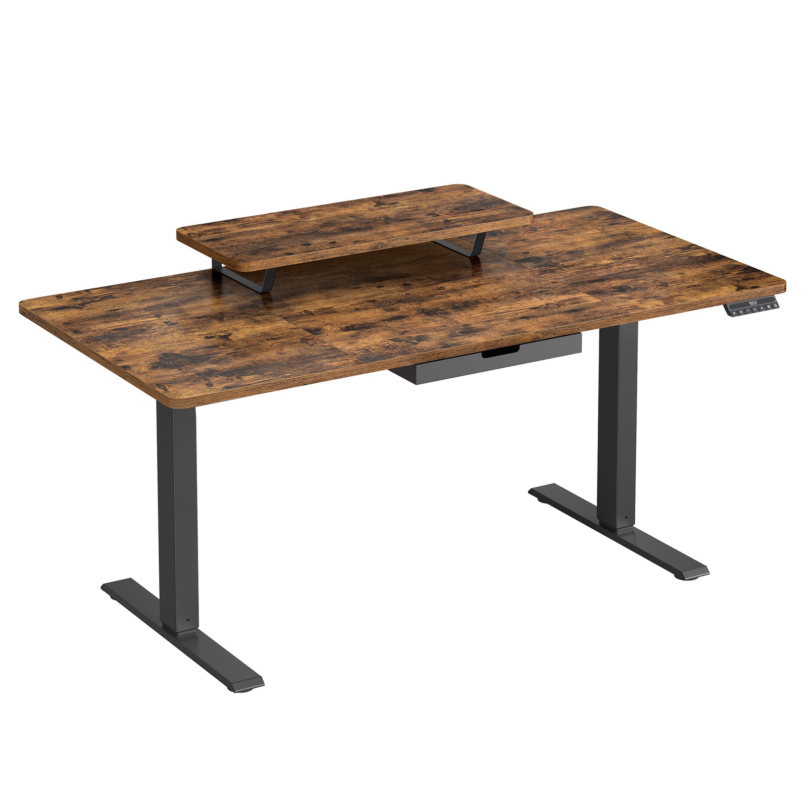 VASAGLE Höhenverstellbarer Schreibtisch, 140 x 70 cm, Monitorständer LSDB35154KD01