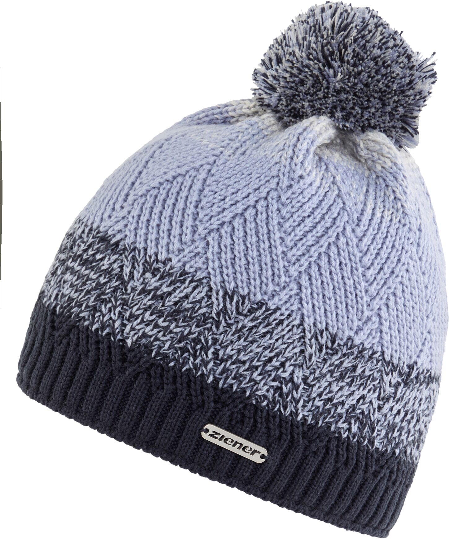 Strickmütze ZIENER "IXIA-Z DAMEN", Damen, blau (schwarz navy), Materialmix, Mützen Strickmütze, warm, mit weichem Fleecefutter