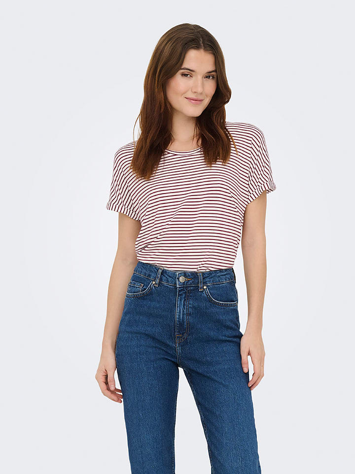 JDY Shirt "Sissy" in Weiß/ Bordeaux - S