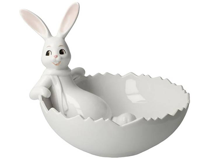 Osterhase GOEBEL Figur Hase mit Schale Snow White - Sweets for my Sweet , weiß, B:20cm H:16cm T:16cm, Porzellan, Dekofiguren, Osterhase, Osterfigur, Dekofigur, Ostern, Osterdekoration
