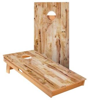 Skip's Garage Light Wood Panels Cornhole Boards