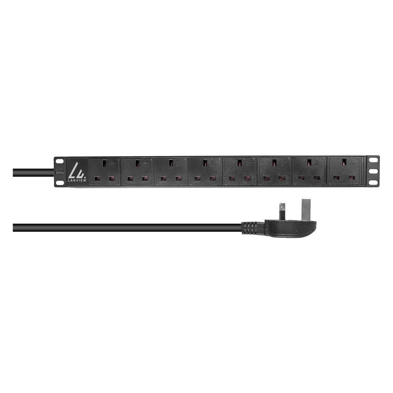 Lanview UK Rack mount power strip (LVR-3MUK-SPD-UK8)