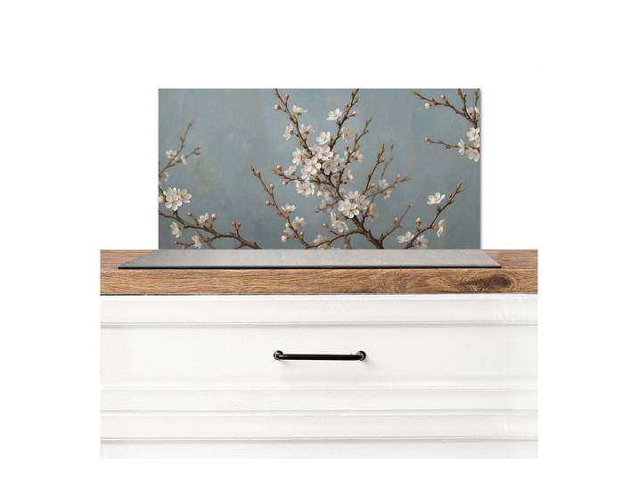 KitchenYeah Küchenrückwand Botanisch - Stilleben - Blau, (1-tlg), Küchenrückwand, Spritzschutz, Kitchen, 100x50 cm