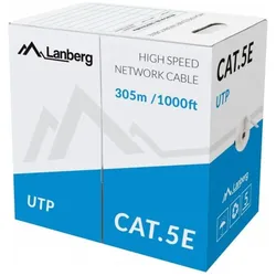 Lanberg LAN cable UTP cat.5e 305m solid CCA juodas (U/UTP, CAT5e, 305 m), Netzwerkkabel