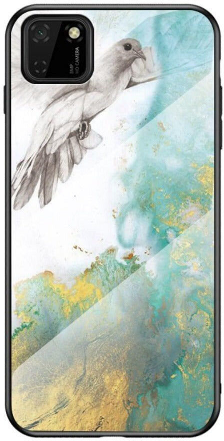 INCOVER Huawei Y5p Fleksibelt Plast Cover m. Glasbagside - Marmor og Due