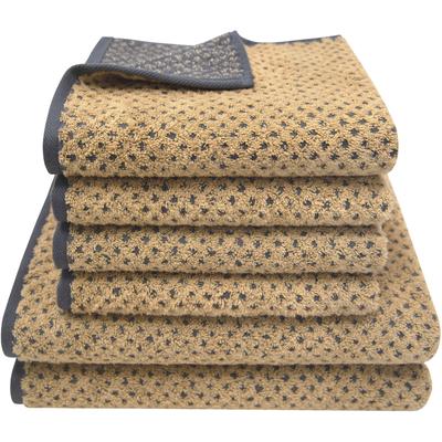 Handtuch Set DYCKHOFF "Golden Shades Rhombus", gold (goldfarben), 6 Stk., Walkfrottier, Walkfrottier, Obermaterial: 100% Baumwolle, Handtuch-Sets, Kuschelig weich; 4 Handtücher (50x100cm), 2 Duschtücher (70x140cm)